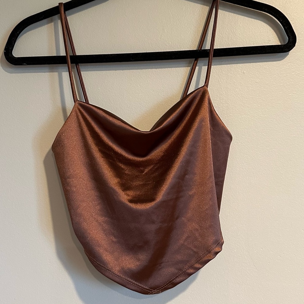 Satin backless crop top